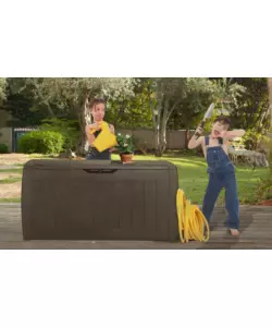 BAULE DA ESTERNO KETER "HOLLYWOOD" IN RESINA MARRONE EFFETTO LEGNO 270 LT 117,5X45X57,3 CM